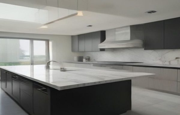 Mermer adalı modern açık mutfak